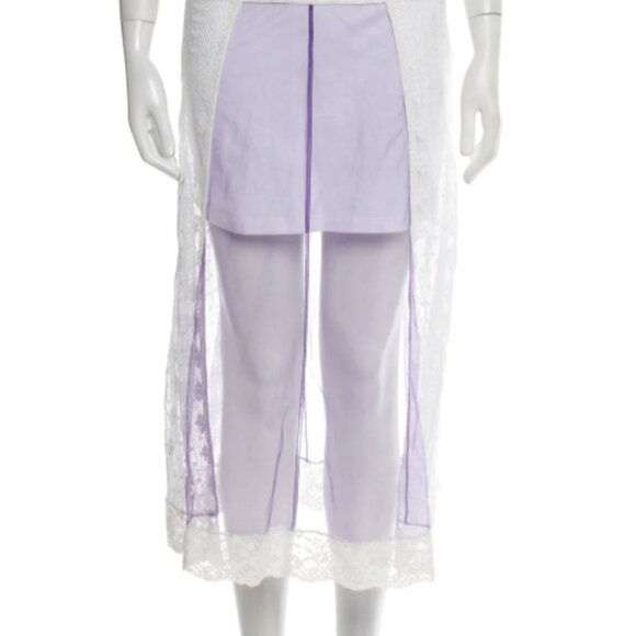 Burberry Striped Lace/Mesh Lavender/White Long Dress S - Picture 5 of 7